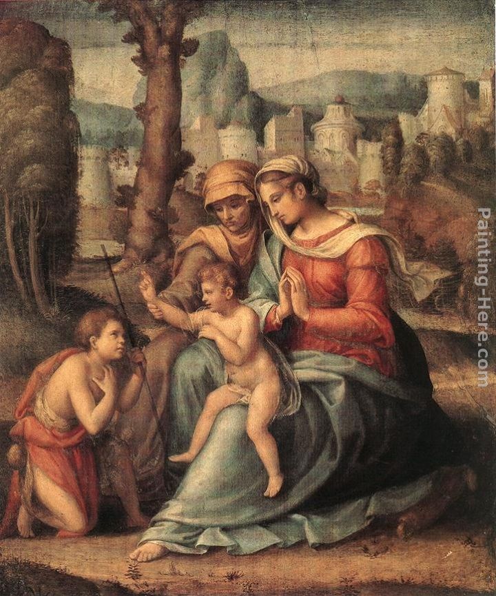 Francesco Ubertini Bacchiacca II Madonna with Child, St Elisabeth and the Infant St John the Baptist